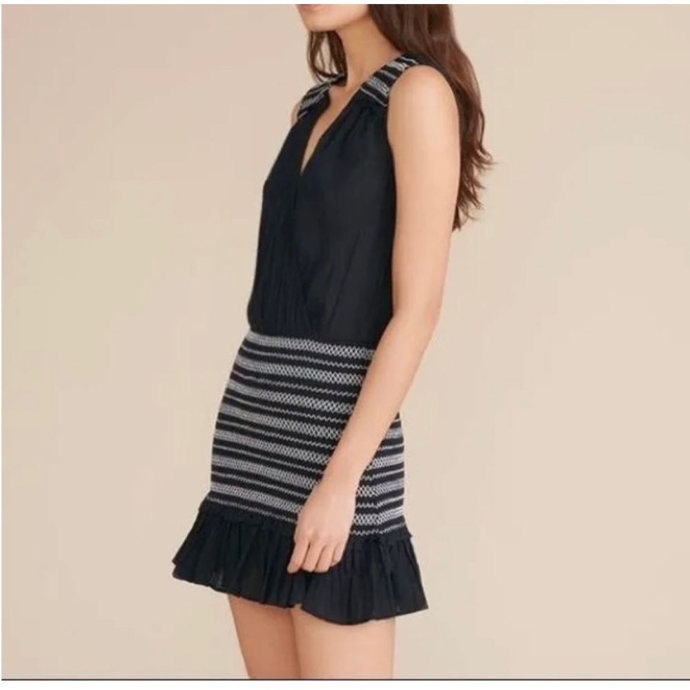 NWT Veronica Beard Cox Dress Smocked Black Size Small